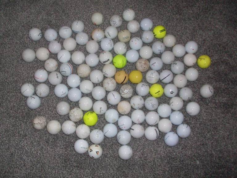 100 well used or discoloured golf balls. Ideal for practice. A bargain at £3 the lot