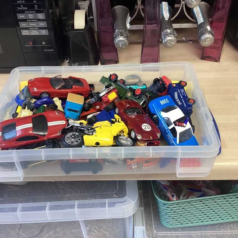 77 toy cars plus 2 off 4 Lt really useful boxes