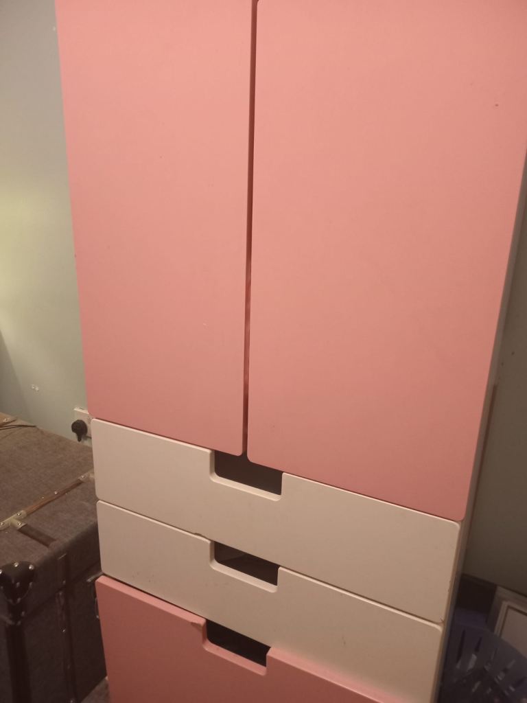 IKEA Kids Wardrobe White/Pink + Drawers