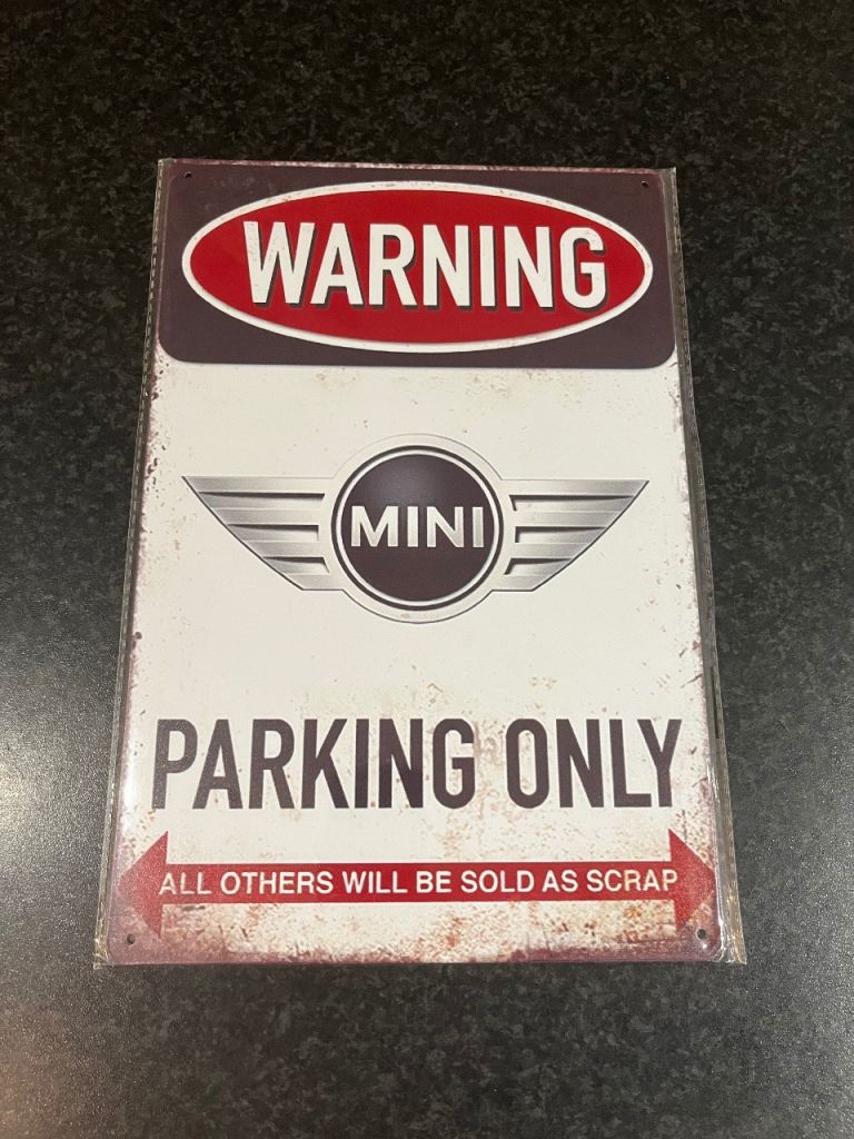 Vintage Style Sign Metal 20cm x 30cm Brand New, Warning Mini Parking Only.