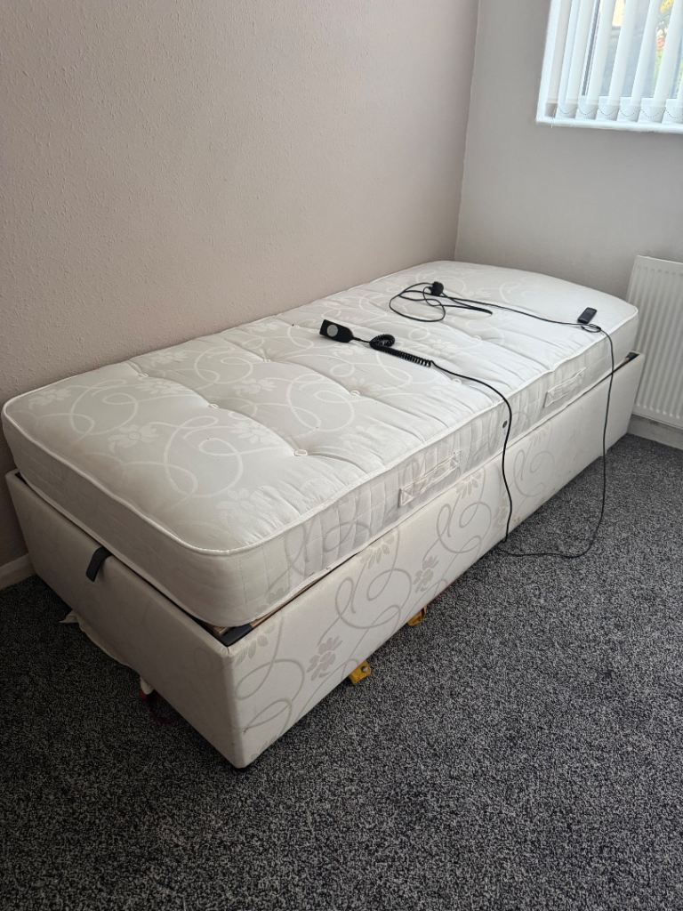 Adjustable Single Bed with Mattress – Good Condition