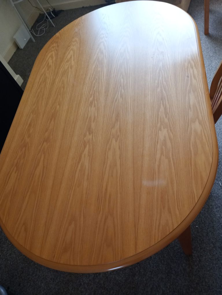Good Condition Oval Wooden Dining Table and 2 Chairs