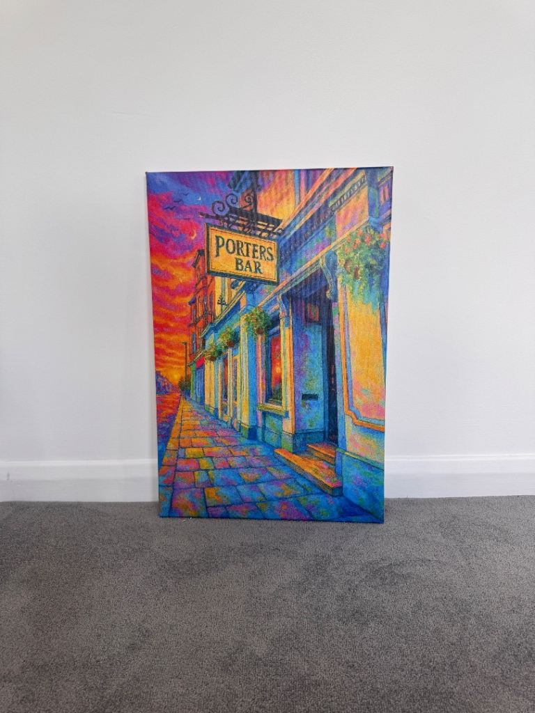 Vibrant Porters Bar Canvas Painting - As Good As New