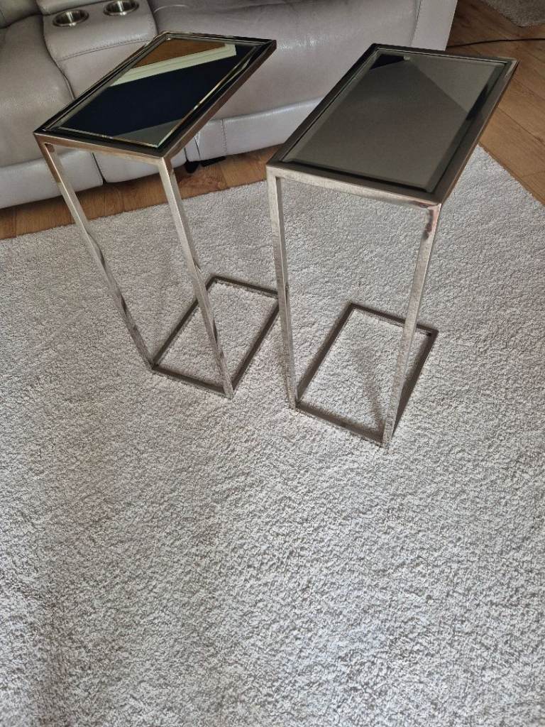 Pair of New Silver Mirrored Console Tables – Made in China