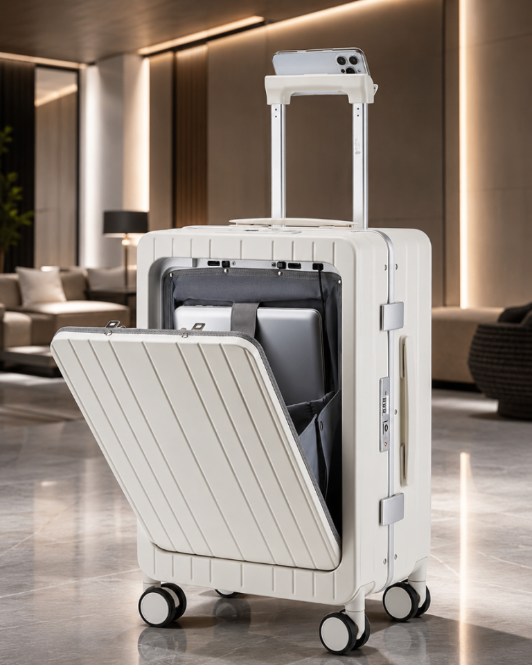Sea Choice Premium 20” Carry On Suitcase Front Opening Laptop USB Cup Holder 
