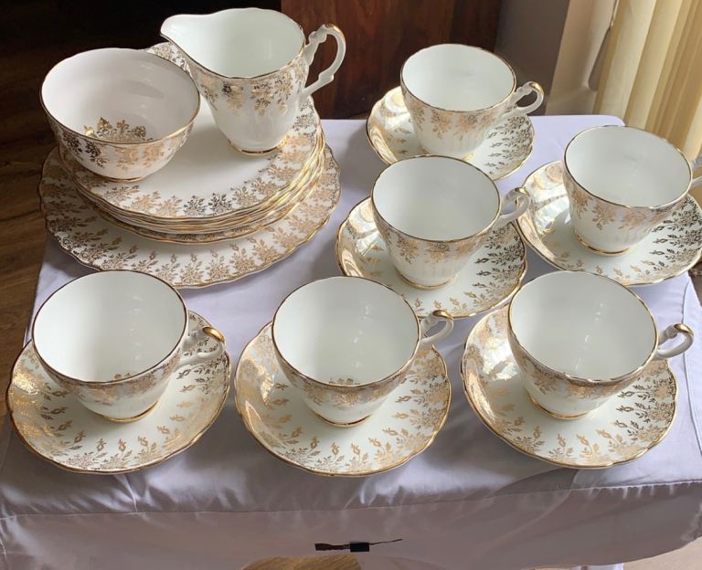 Rare Vintage Fine Bone China 24K Gold Tea Set by Ranella