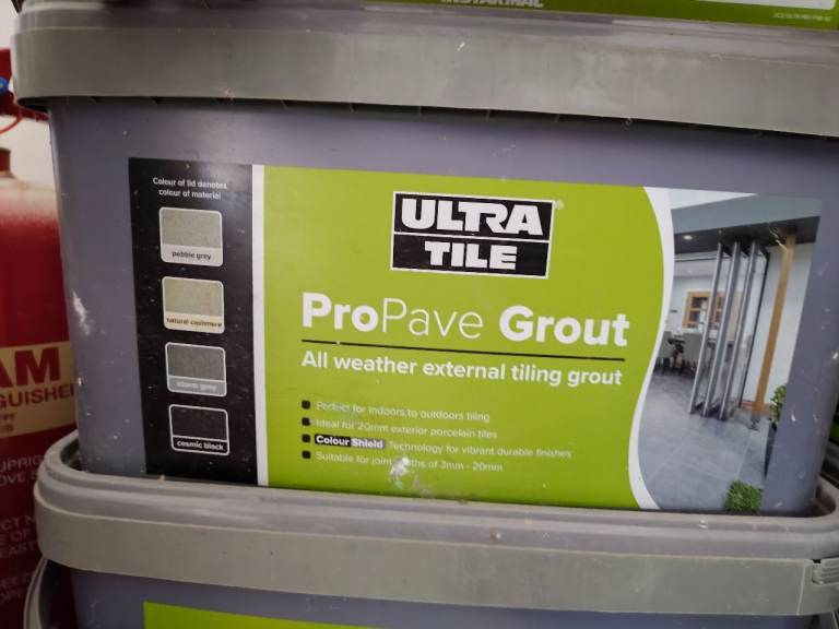 9 x ULTRA TILE ProPave Grout 15kg – All Weather External Tiling Grout STORM GREY Bucket