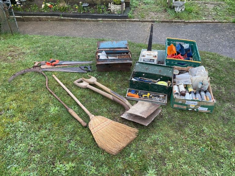 Collection of Mostly Tool Related Items - To Include Vehicle Battery, Ratchets and Sockets