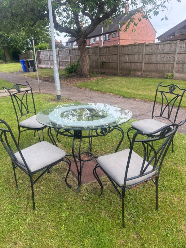 Garden Patio Furniture Set - Black Wrought Iron Style