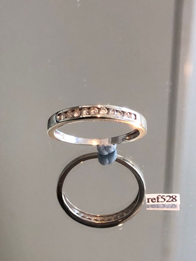 Diamond & Solid White Gold Wedding Band / Eternity Ring Hallmarked