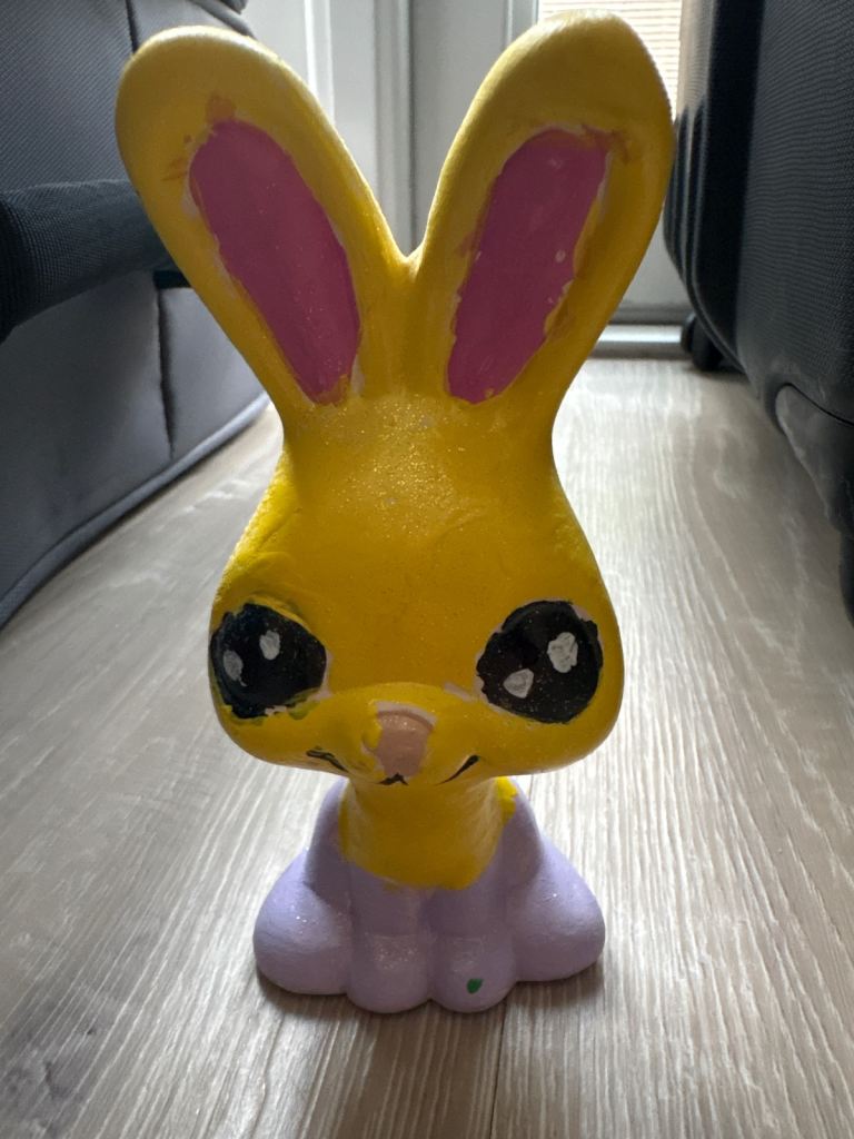 14 cm Tall Hand-painted Ceramic Bunny Figurine – Good Condition