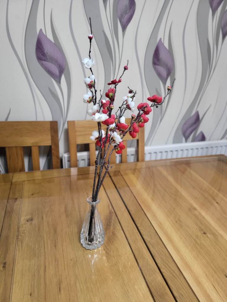 Next. Artificial silk  blossom stems with Vase