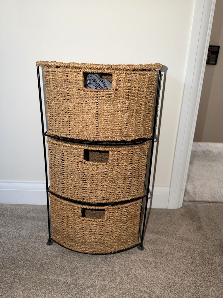 Rattan Style 3-Tier Storage Unit with Baskets