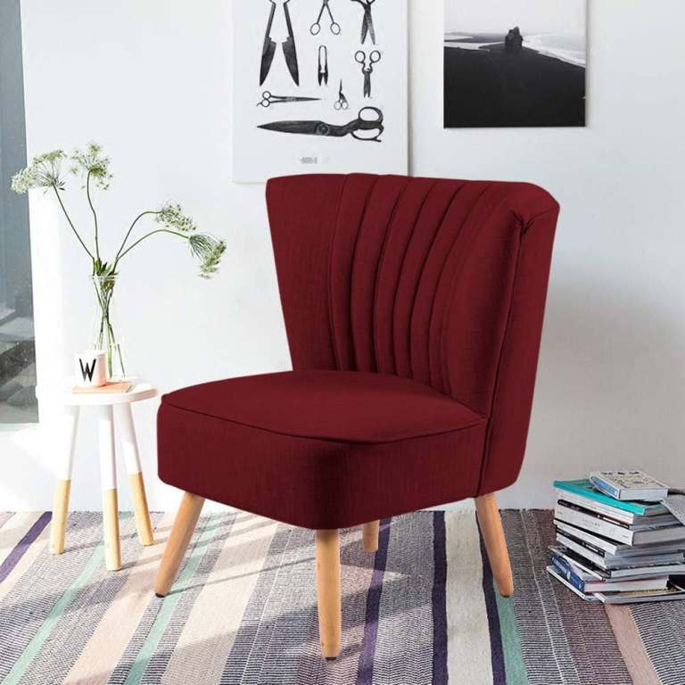 Stylish Burgundy Occasional Chair – Fabric, Excellent Condition