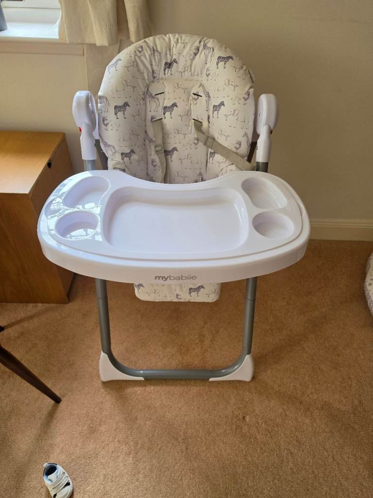 My Babiie High Chair - White and Grey, Good Condition