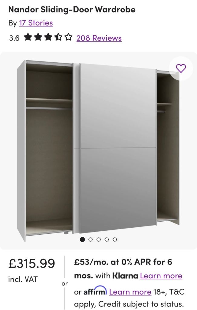 Free mirror sliding door wardrobe 