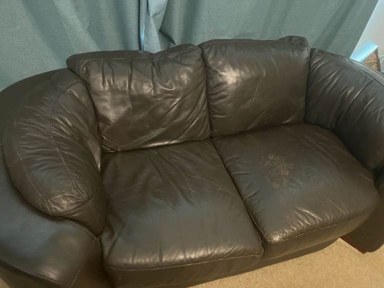 2 seater brown leather sofa