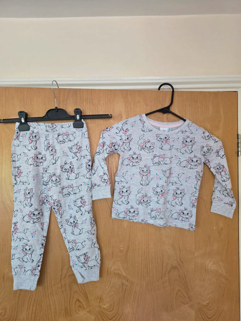 NEW Disney Aristocats Marie 2-Piece Pyjama Set | 2-3 years | Grey Marl & Pink | Long Sleeve