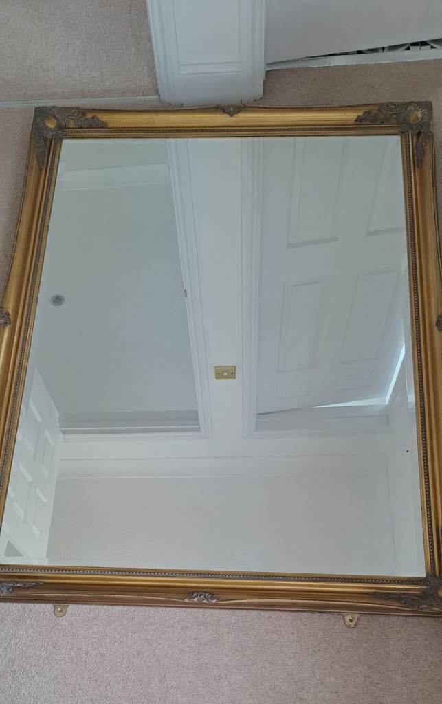 Large Bevelled Edge Mirror with Gold Effect Frame