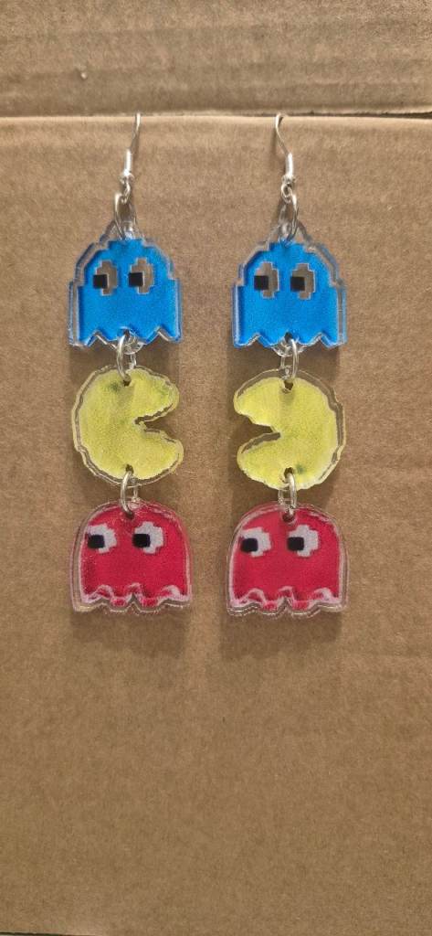 Pac man with red and blue ghost 