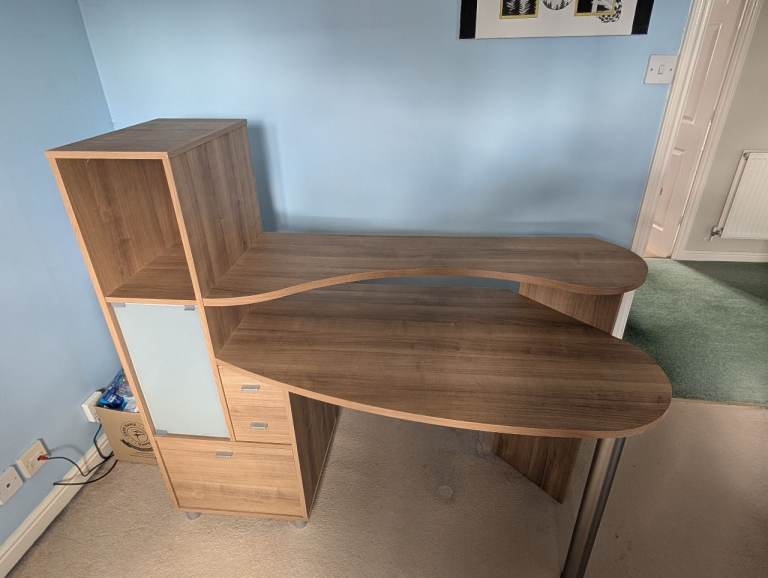 Large Computer Desk with Monitor Shelf and Storage