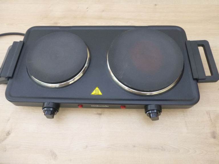 Portable Double Electric Hob – Black, Good Condition 