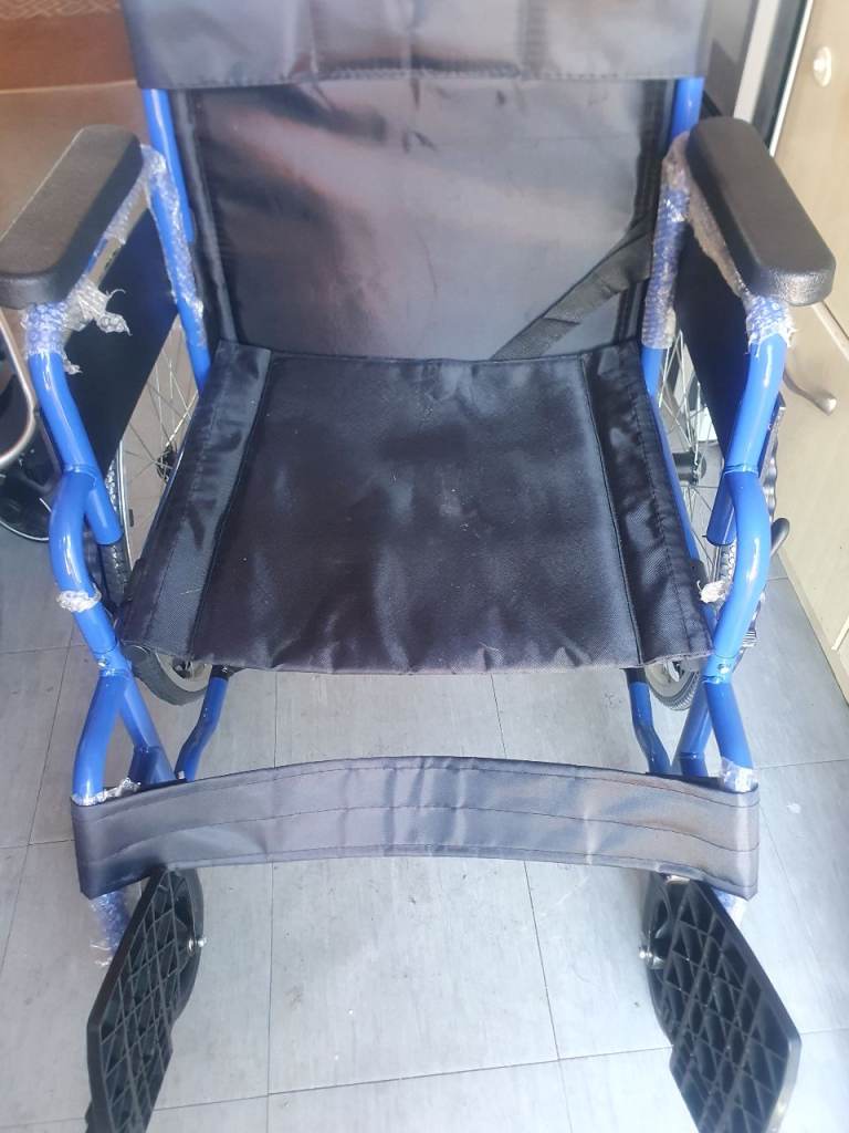 Brand New Blue Folding Wheelchair
