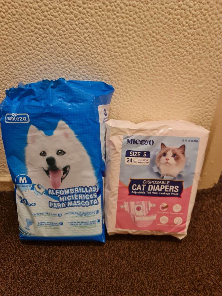 Cat Diapers (Small) & Hygienic Pads Bundle – £3