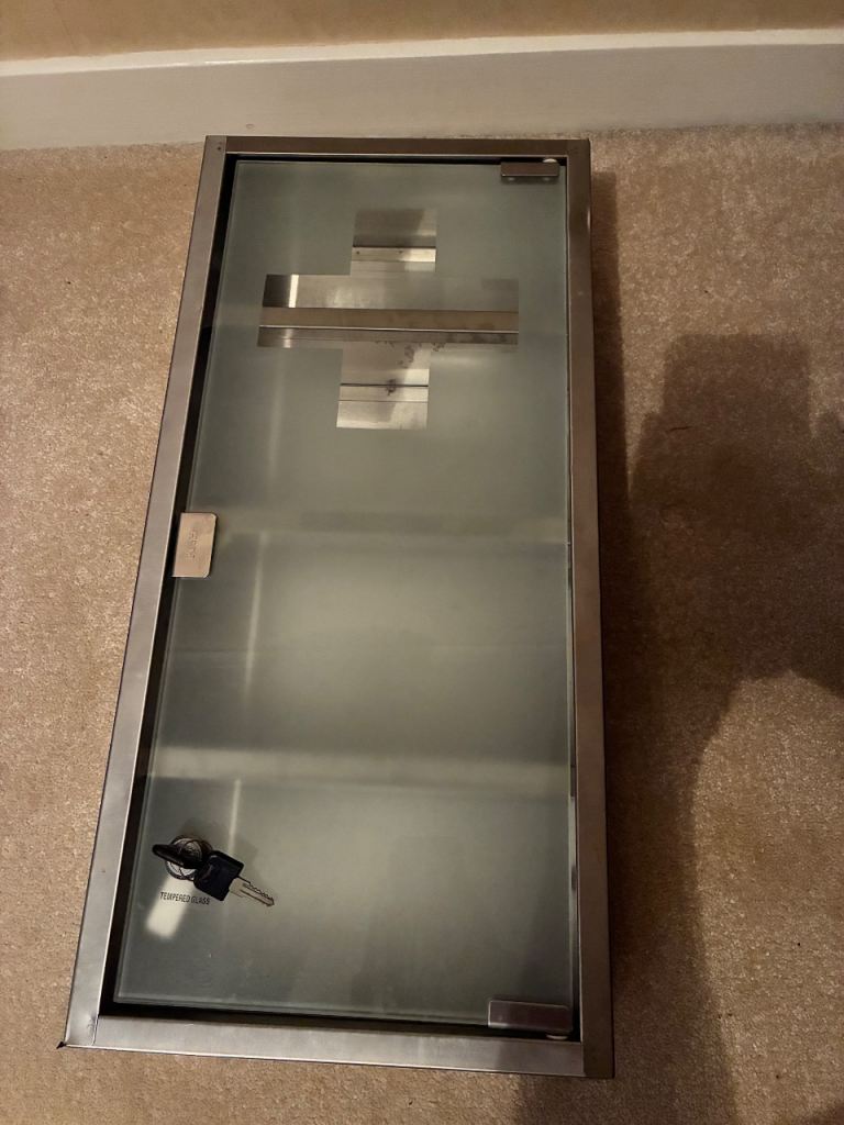 Metal Medicine Cabinet with Locking Glass Door