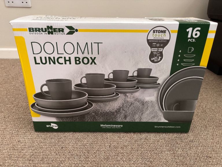 Brunner Dolomit Grey 16pc Stone Touch Melamine Lunchbox Tableware Set - Brand New!