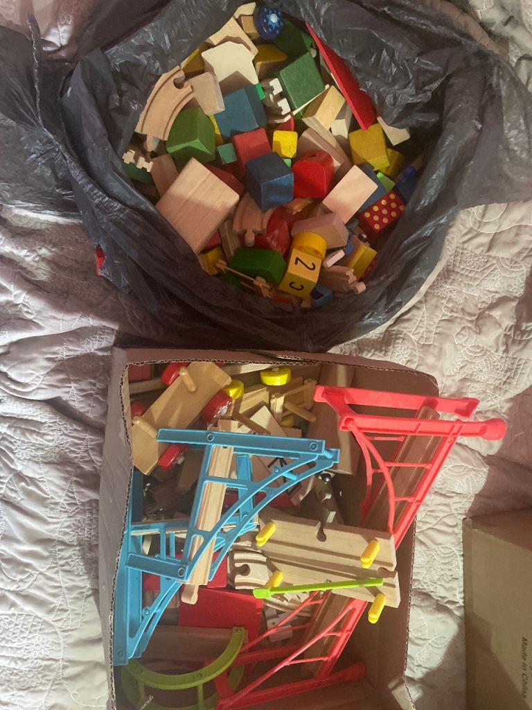 FREE Large Bundle of Wooden Building Blocks and Train Tracks