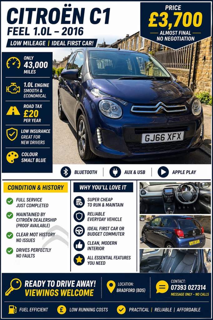 Citroen, C1, Hatchback, 2016, Manual, 998 (cc), 5 doors