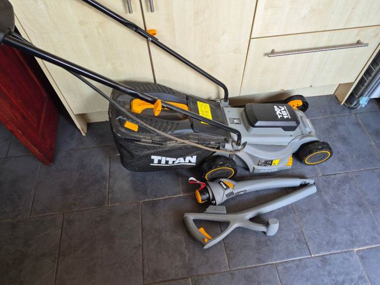 Titan Battery Lawnmower & Strimmer 