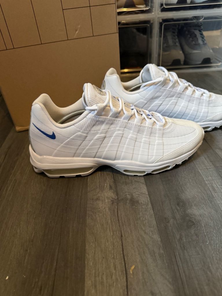 Size 11 Nike Air Max 95 ultra trainers white & blue worn twice no offers accepted 