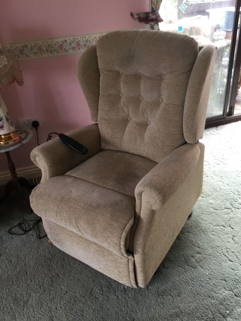 Comfortable Beige Recliner Armchair with Electric Recline Function
