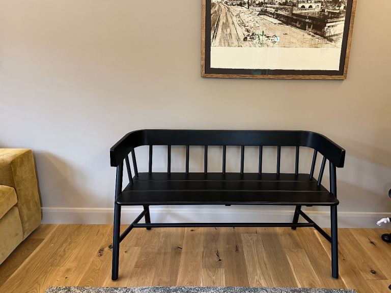 HK Living Black Wooden Bench (Indoor)
