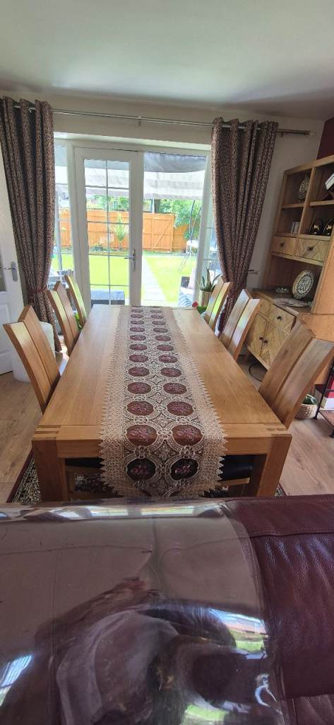 Solid wood dining table and 6 chairs set