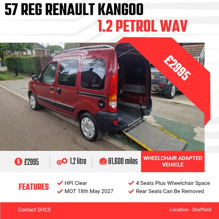 2007 Renault Kangoo 1.2 Authentique 5dr WHEELCHAIR ADAPTED  MPV Petrol Manual