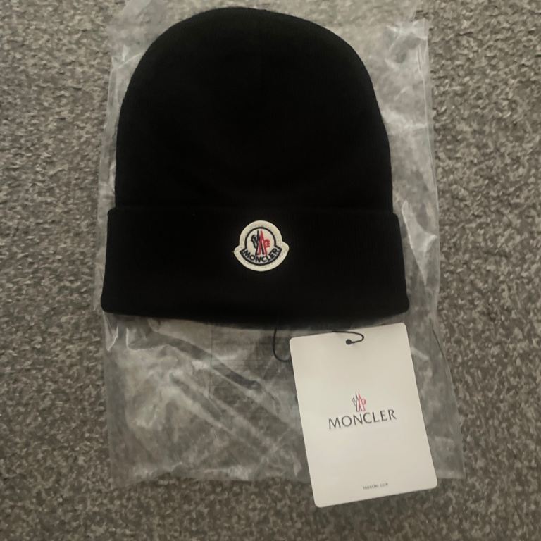 Moncler Black Beanie Hat - Brand New with Tags