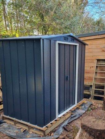 8x6 ft Galvanised Steel Garden Shed | Secure Lockable Outdoor Storage for Tools Bikes & Equipment