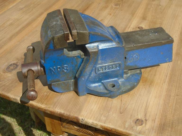 Vintage Record No. 3 Bench Vice – Blue, Good Working Order