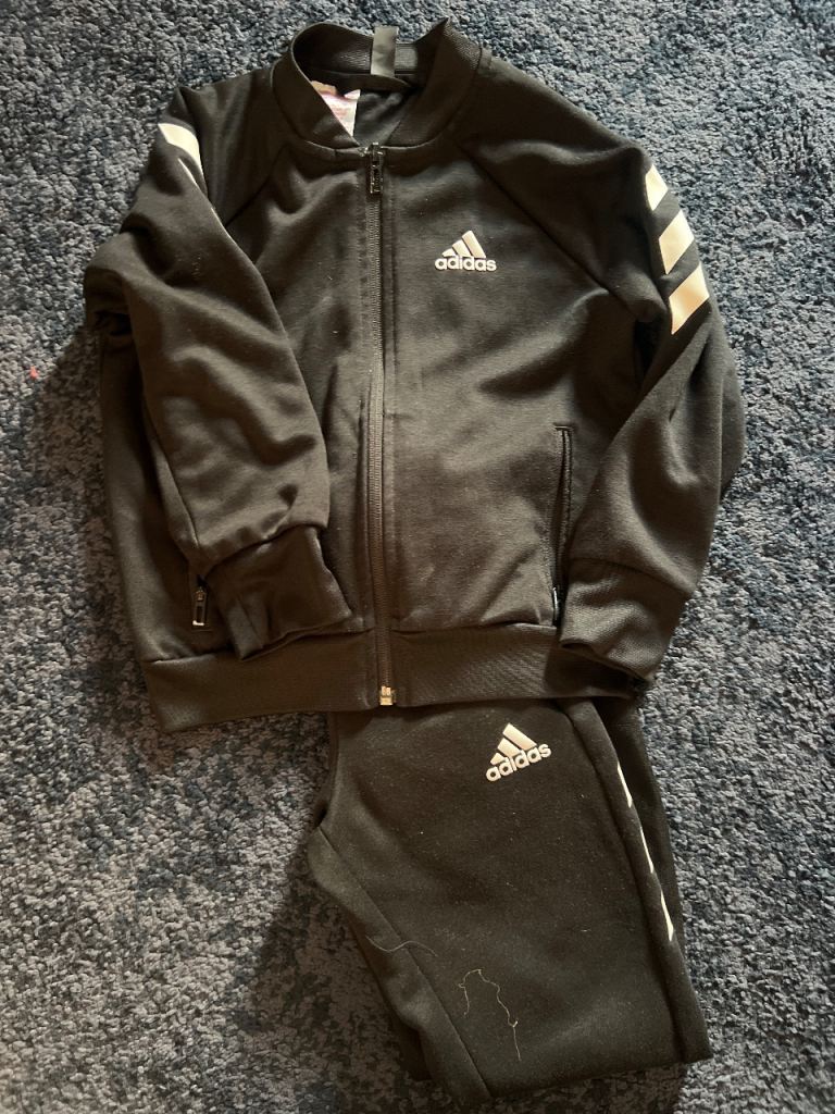 Adidas Kids Black Tracksuit – Good Condition