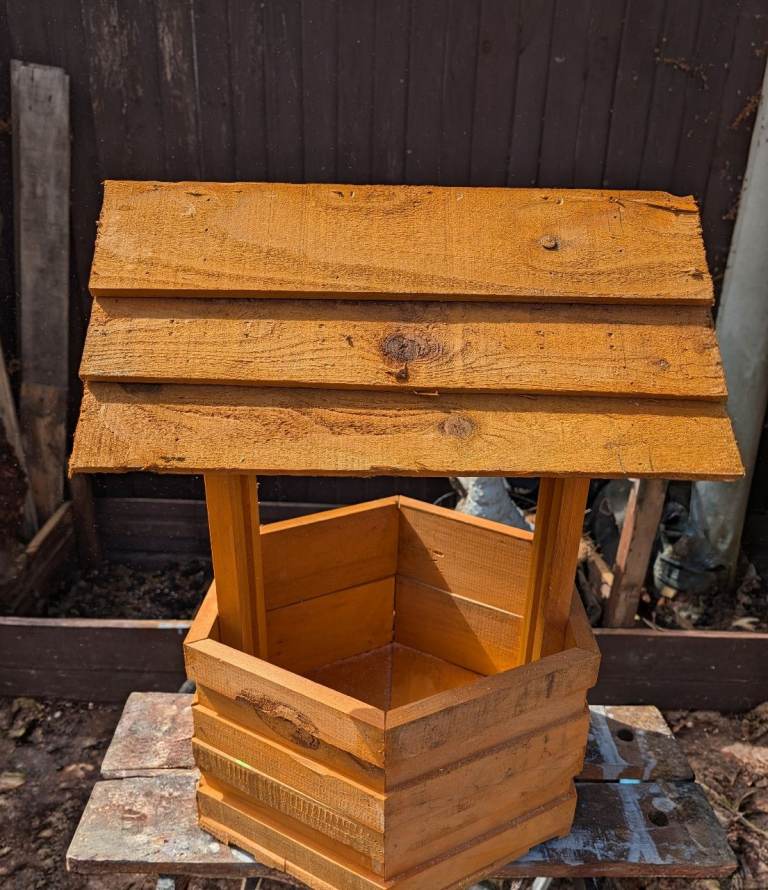 Large handmade wooden planters wishing well planter plant pot garden pot 