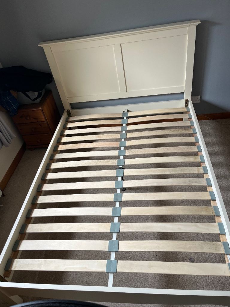 Wooden Double bed- cream colour