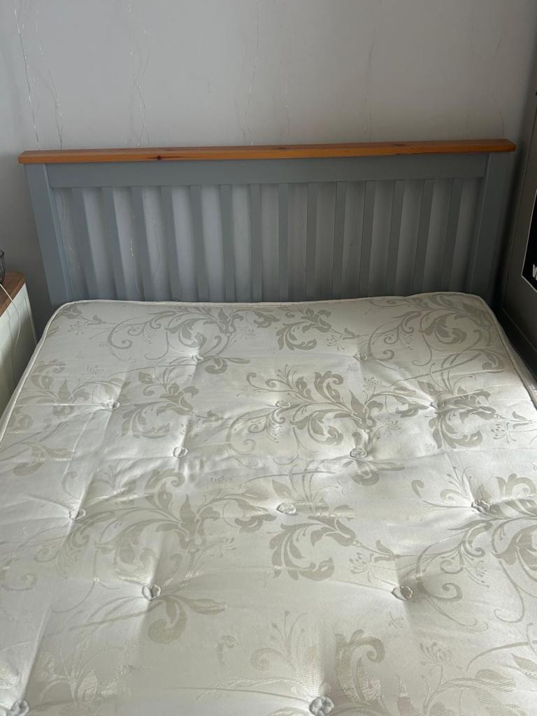 !! PRICE DROPPED !! Double Bed Frame without Mattress – Grey and Wood, Good Condition