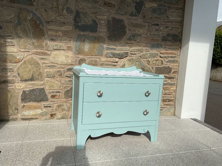 Coastal Blue Chest of Drawers with Two Drawers
