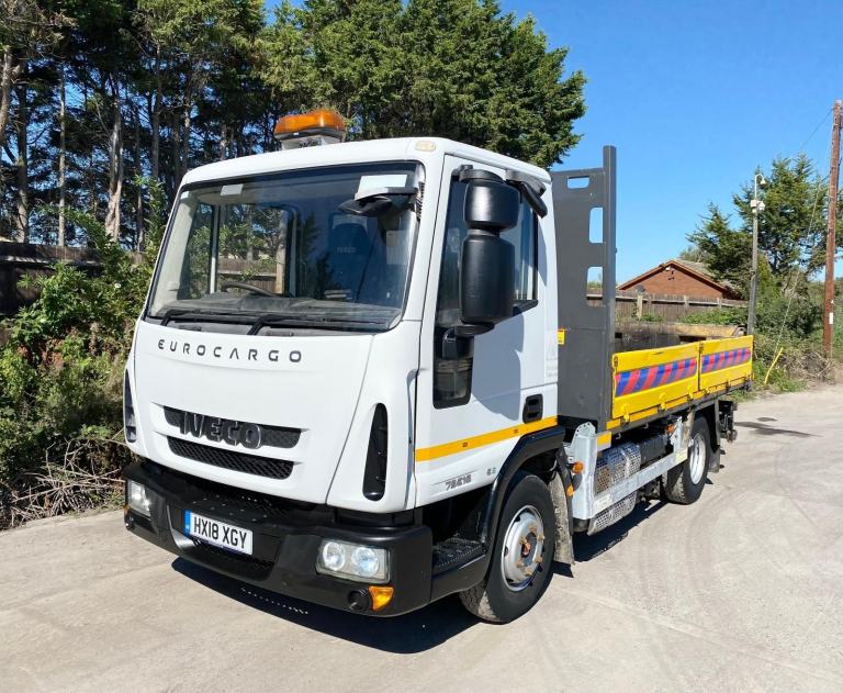 2018 IVECO EUROCARGO 75E16 DROPSIDE TIPPER EURO-6 TARMAC CHUTES 3 SEATS BEACONS