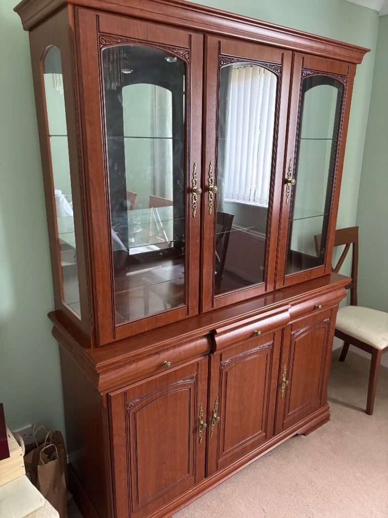 Wooden Display Cabinet with Glass Doors – Good Condition