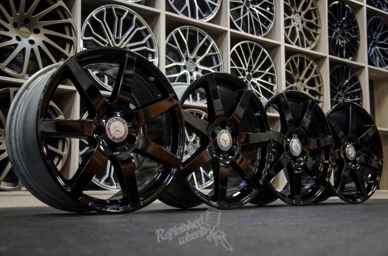*Refurbished* Genuine 18" Mercedes AMG C-Class W204 Staggered Alloy Wheels 5x112 Gloss Black