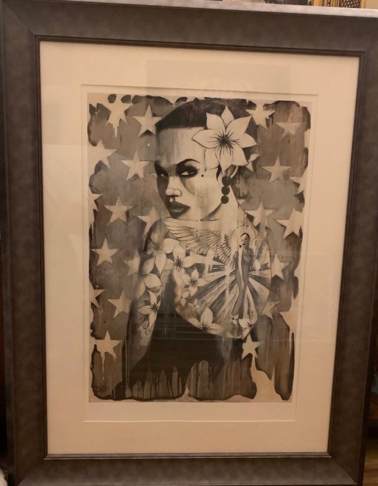 Terry Bradley Limited Edition Print - Girl With Angel Tattoo